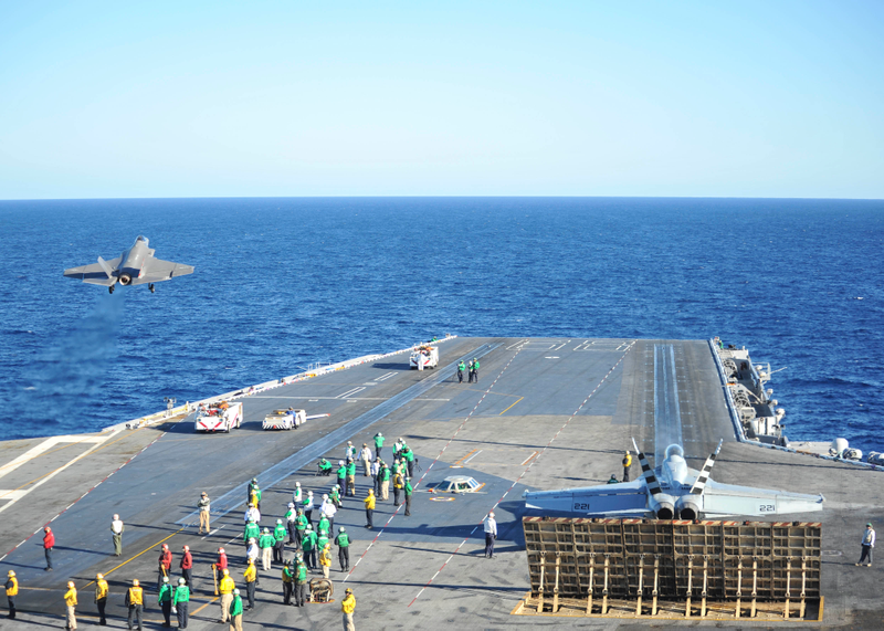 Illustration for article titled Week One Of The F-35C's Initial Ship Trials In Stunning Imagery